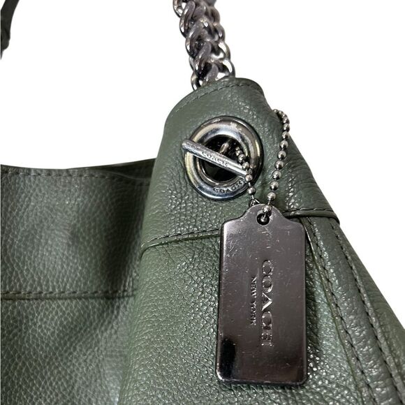 Coach Edie 31 Shoulder Bag Green Pebbled Leather Chain Strap Tote 36855 - Picture 8 of 16